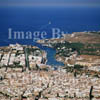GW05690-64 = Aerial view over Ciutadella, Menorca, Baleares, Spain. 1999. (plus departing ferry to Alcudia, Mallorca).