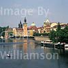 GW01680 = Charles Bridge over R. Vltava and the old town. Prague, Czech Repulic. Aug 1995.