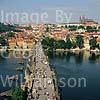 GW01610 = View of the little quarter Hradcany and Prague Castle over Charles bridge from old town bridge tower. Prague, Czech Repulic. Aug 1995.